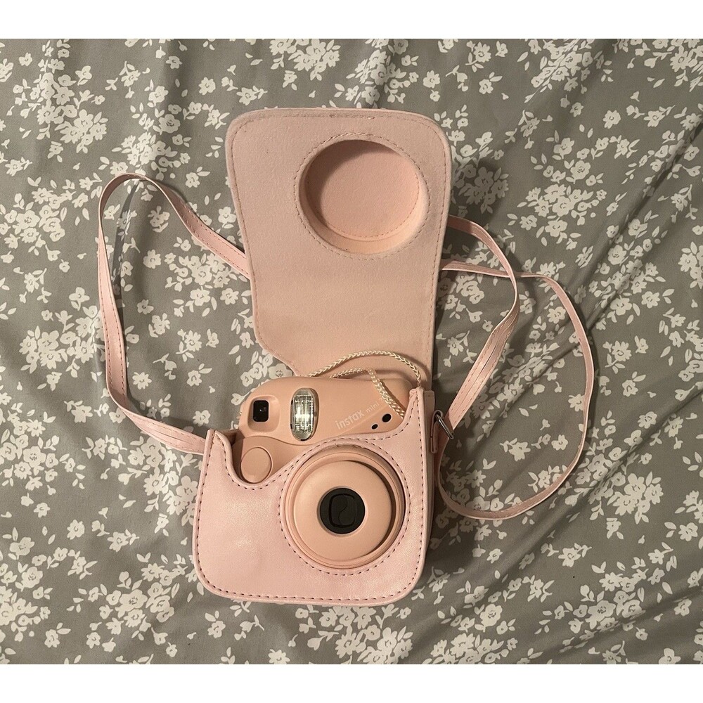 Fujifilm Instax Mini 7+ 7 Plus Instant Film Camera Pink w/ Pink Case & Strap